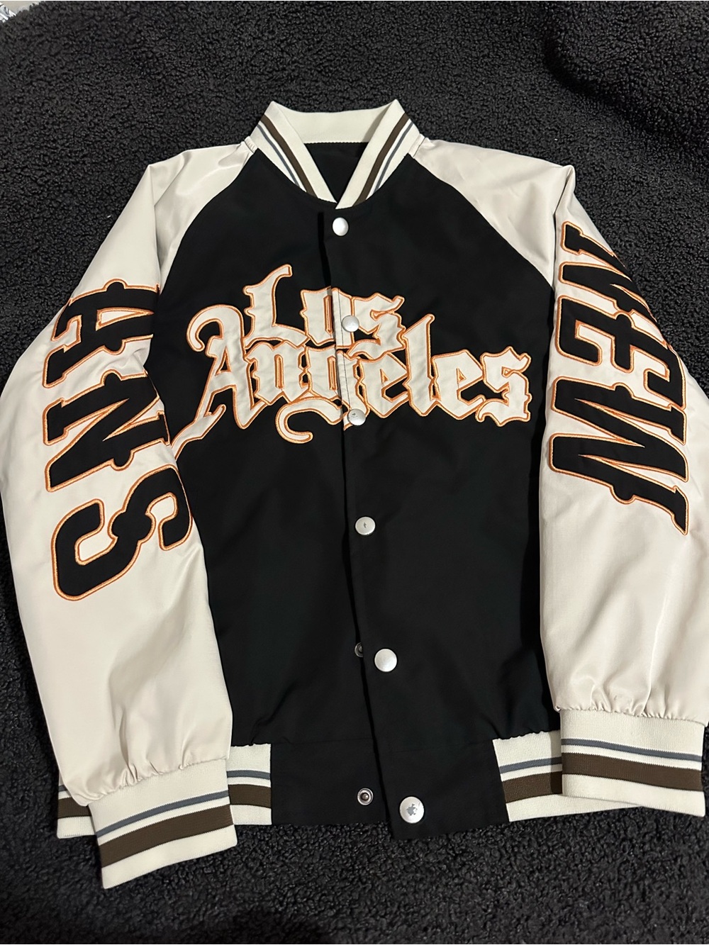 Los Angeles Varsity Jacket - Black and Cream